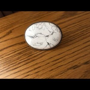 White Howlite and silver ring